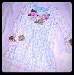 Crocheted and embroidered girls dress